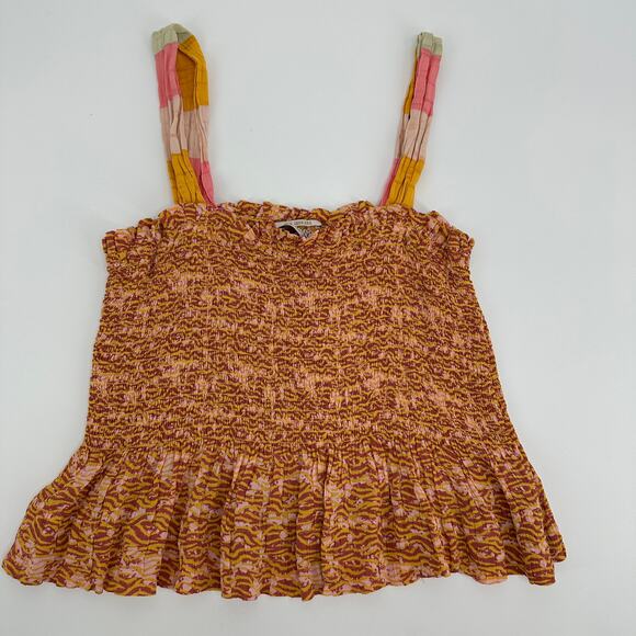 Scotch & Soda Sun Seekers Smocked Seersucker Peplum Tank Top Womens XS - Picture 2 of 9